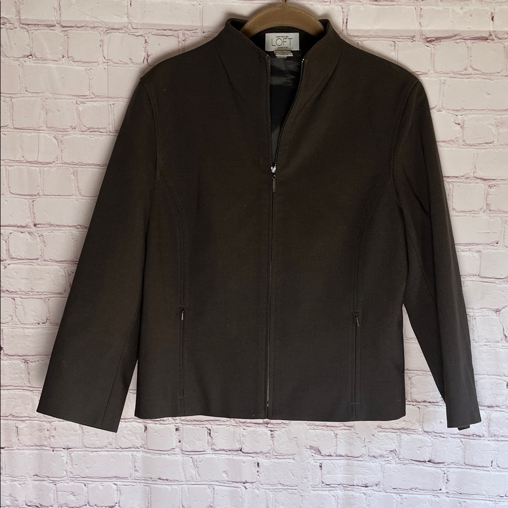 LOFT Ann‎ Taylor Women's Dark Chocolate Brown Zip Up Jacket Size 2